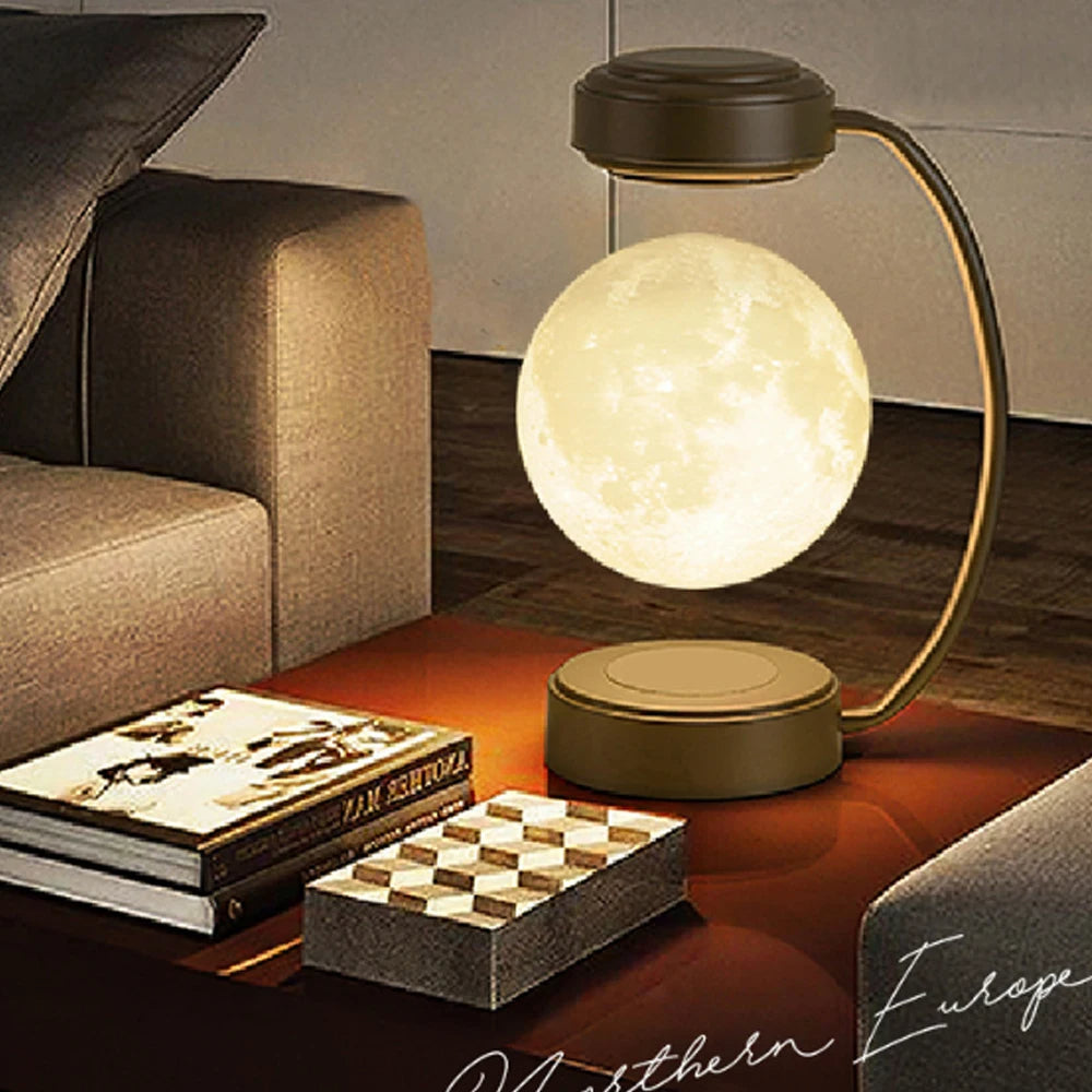 3D Wireless Moon Lamp Night Light LED Floating Magnetic Levitating Rotating Moon Ball