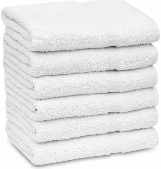 Pack of 12 White 22"X44" 100% Cotton 7 lb Economy Hotel / Gym/Spa Bath Towels