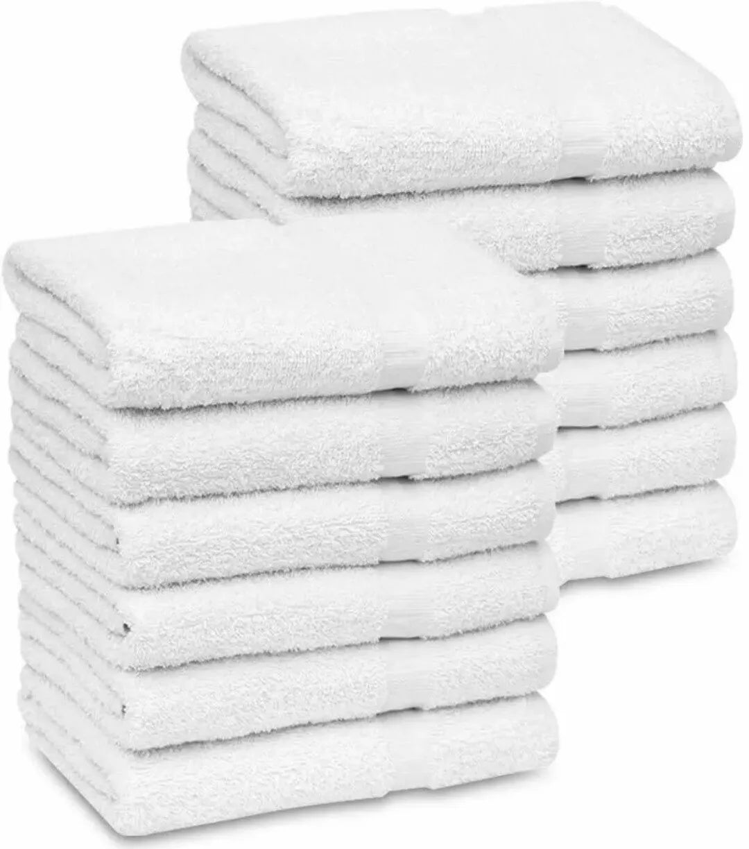 Pack of 12 White 22"X44" 100% Cotton 7 lb Economy Hotel / Gym/Spa Bath Towels