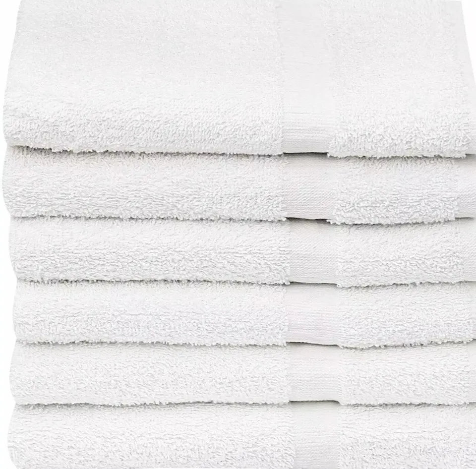 Pack of 12 White 22"X44" 100% Cotton 7 lb Economy Hotel / Gym/Spa Bath Towels